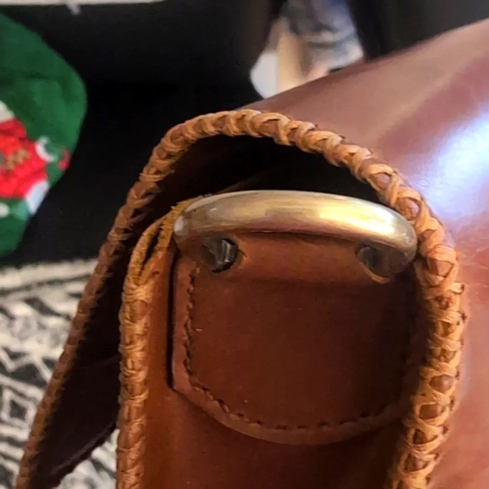 Handmade Elegant Brown Leather Crossbody Bag with Gold Accents